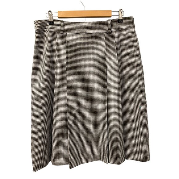 Jones New York Signature Wool Blend Houndstooth Pleated Skirt Size 12 Black & Wh - Picture 9 of 12